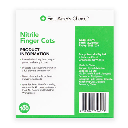 First Aiders Choice Disposable Nitrile Finger Cots – Pack of 100