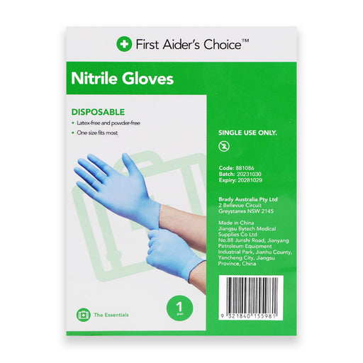 First Aiders Choice Disposable Nitrile Gloves – 1 Pair