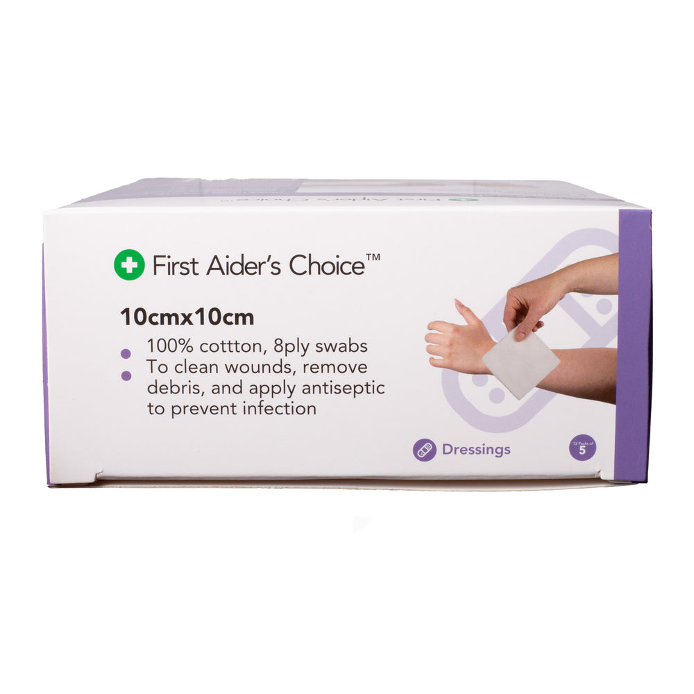 Gauze Swabs 10cm (W) x 10cm (H), Pack of 5