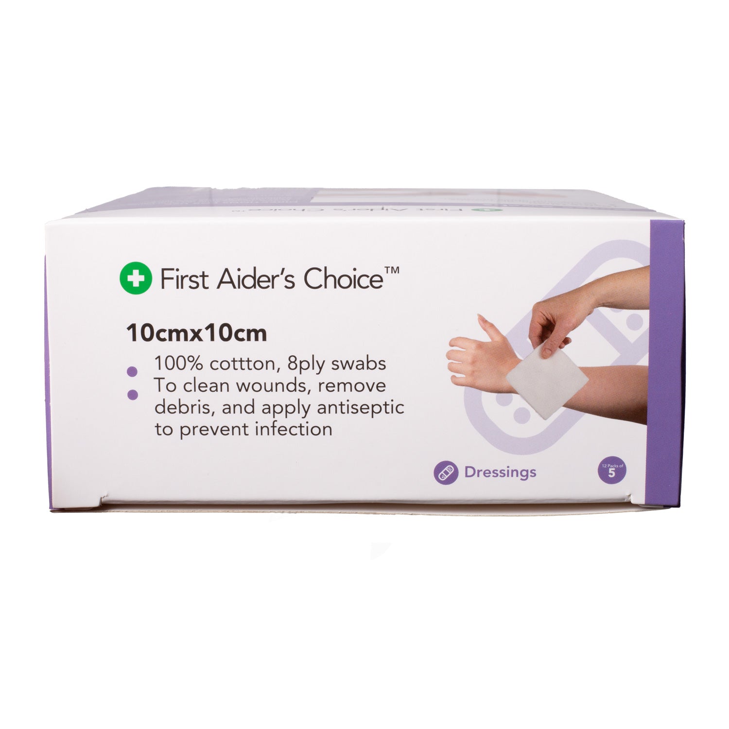 First Aider's Choice Gauze Swabs 10cm (W) x 10cm (H), Pack of 5 ...
