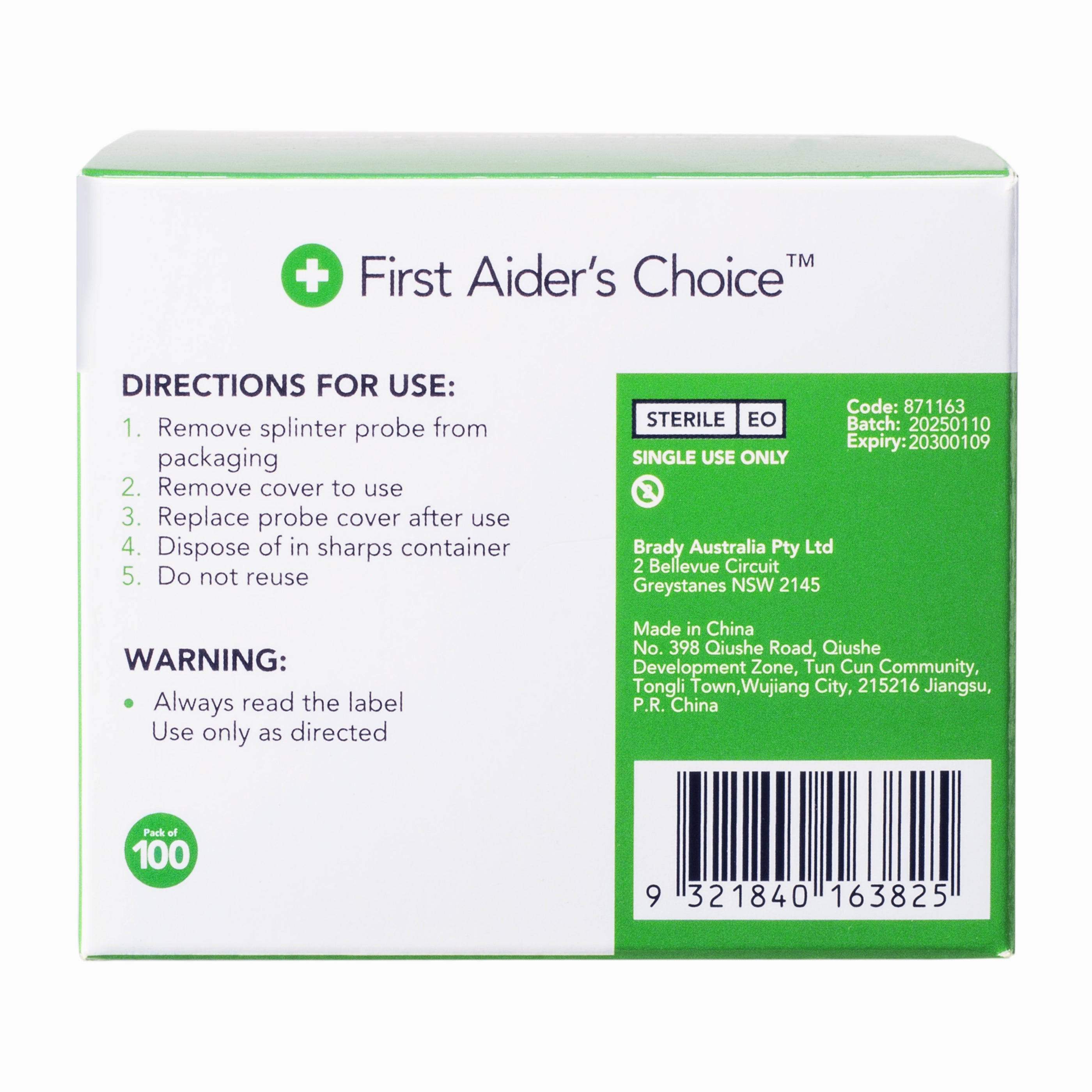 First Aider's Choice Disposable Splinter Probes, Pack of 100 ...