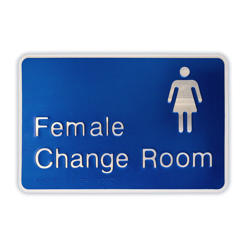 Premium Braille Sign - Female Change Room, 290mm (W) x 190mm (H), Anodised Aluminium