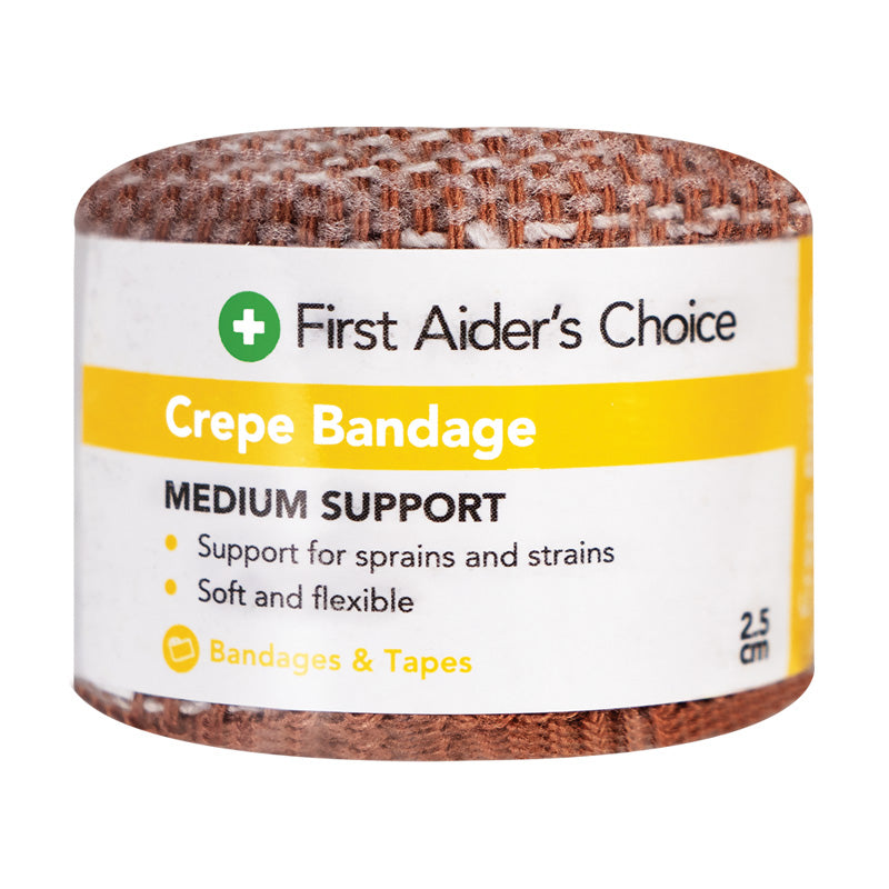 First Aiders Choice Medium Support Crepe Bandage, 2.5cm (W)