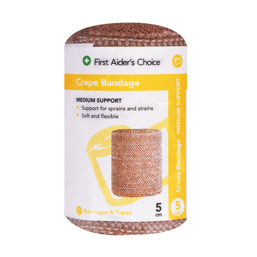 First Aiders Choice Medium Support Crepe Bandage, 5cm (W)