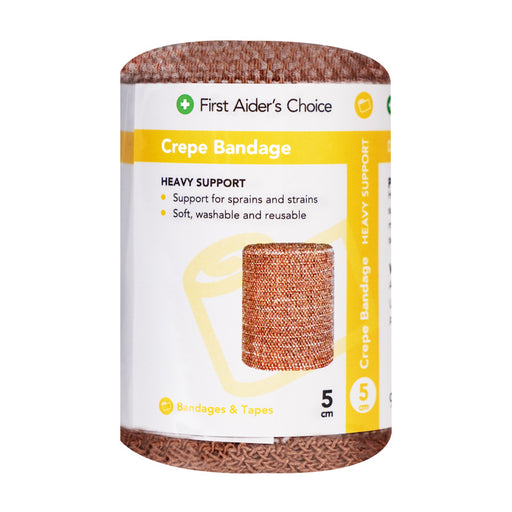 First Aiders Choice Heavy Support Crepe Bandage, 5cm (W)