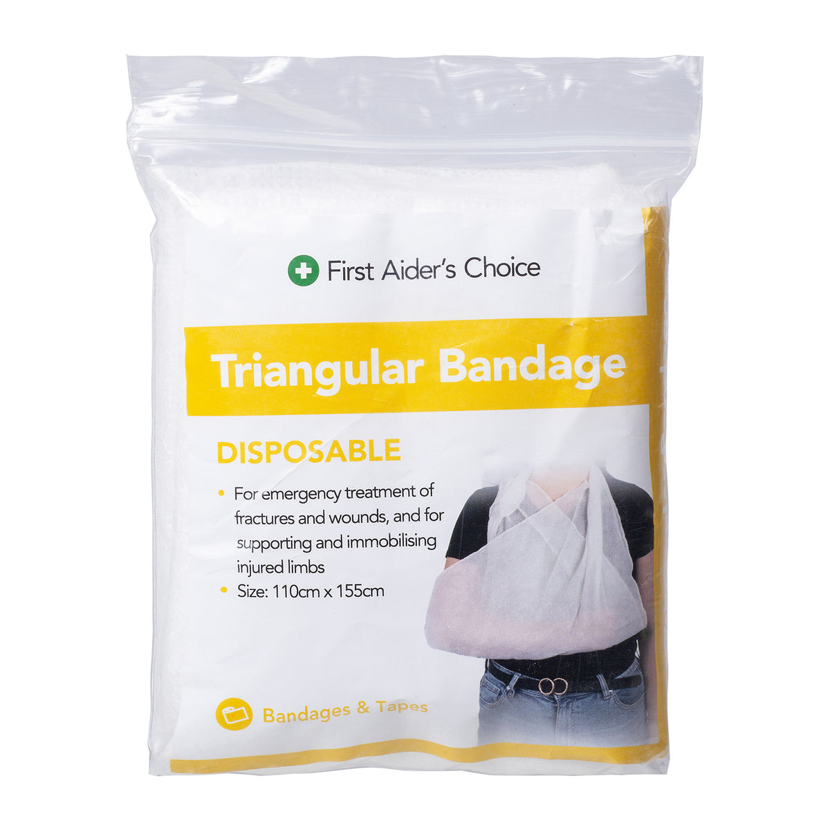 First Aider's Choice Triangular Bandage Disposable, 110cm x 155cm ...