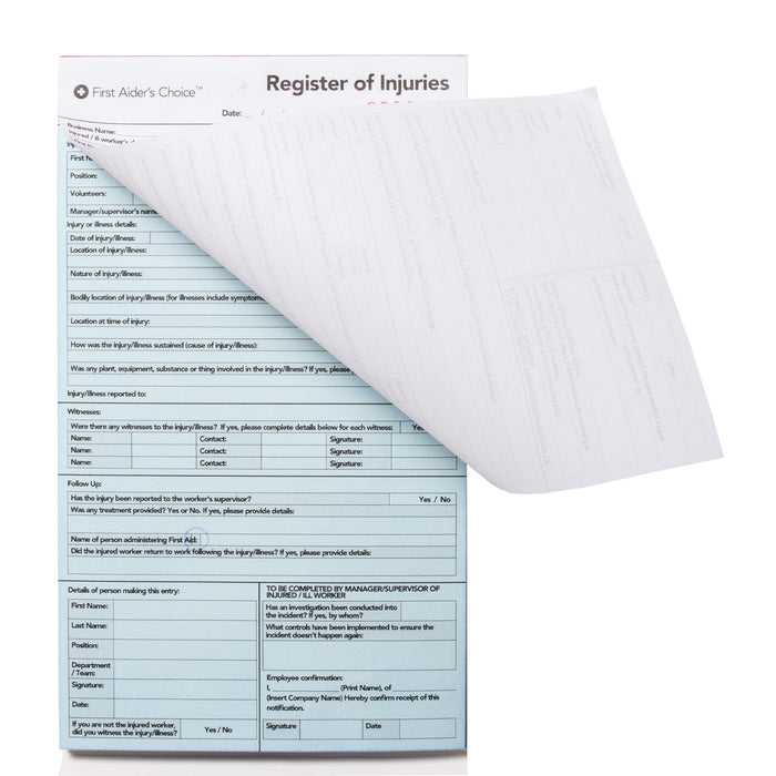 First Aider's Choice Register Of Injuries Book & Pen