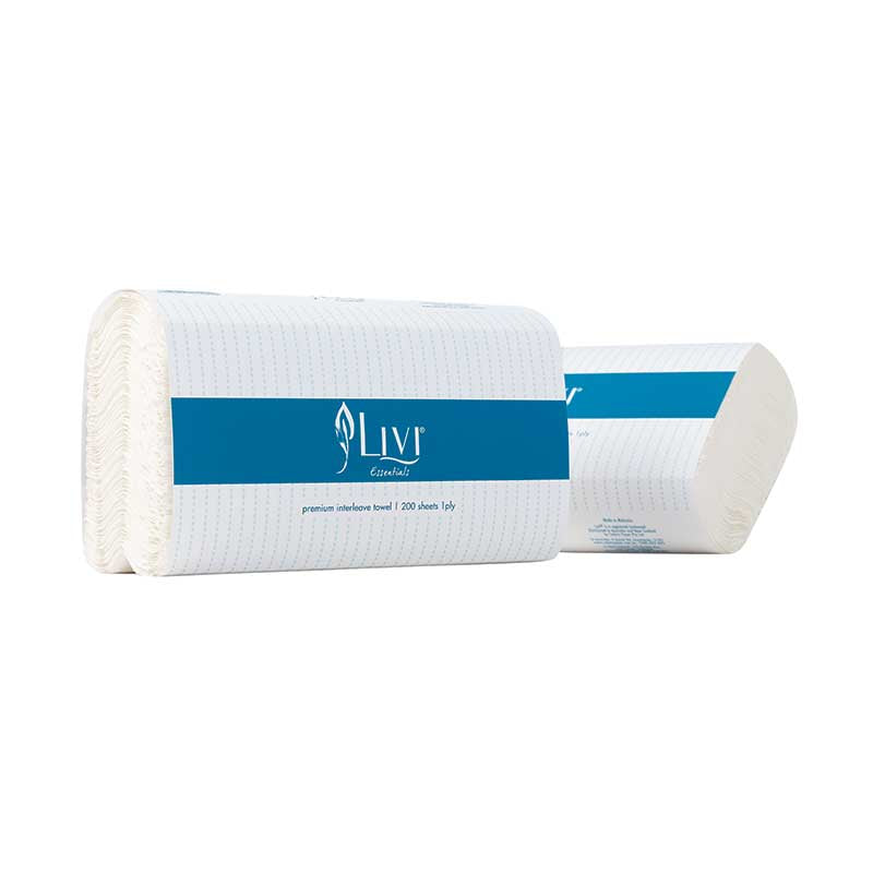 Livi Multifold Paper Hand Towel, 1 Ply, White, Bulk Carton of 20 x 200 Sheets