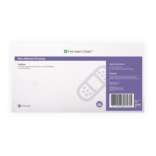 First Aiders Choice Non-Adherent Dressing, 10cm (W) x 20cm (H), Box of 50