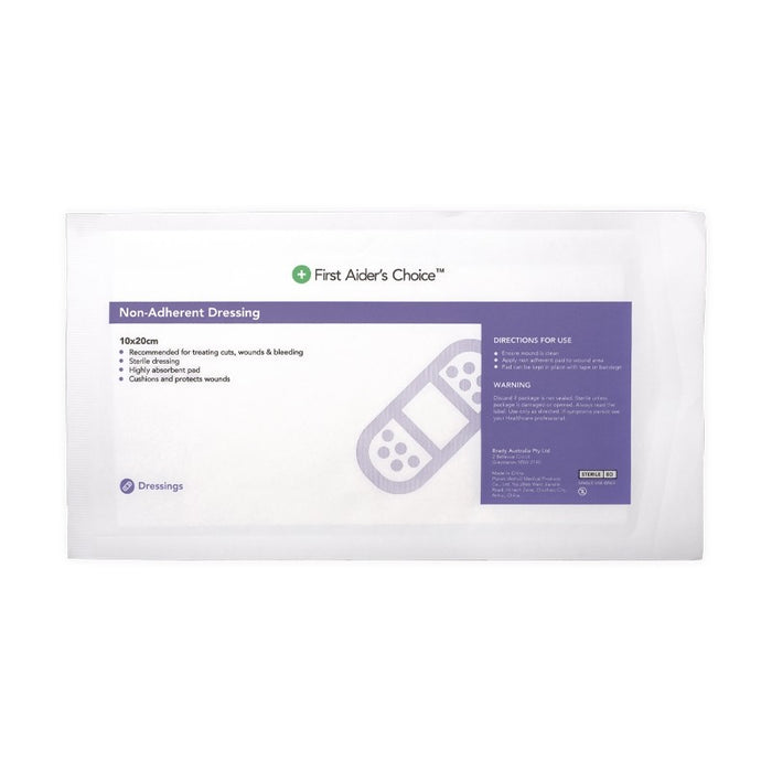 First Aiders Choice Non-Adherent Dressing, 10cm (W) x 20cm (H), Box of 50