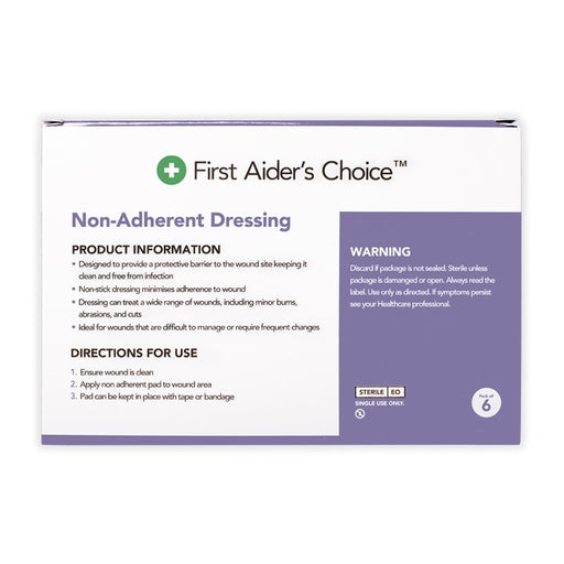 First Aiders Choice Non-Adherent Dressing, 7.5cm (W) x 10cm (H), Pack of 6