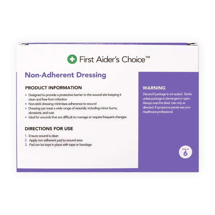 First Aiders Choice Non-Adherent Dressing, 5cm (W) x 7.5cm (H), Pack of 6