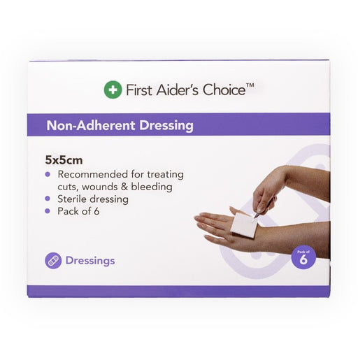 First Aiders Choice Non-Adherent Dressing, 5cm (W) x 5cm (H), Pack of 6