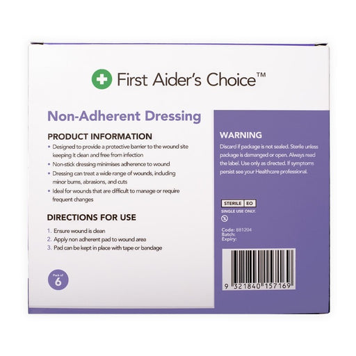 First Aiders Choice Non-Adherent Dressing, 10cm (W) x 10cm (H), Pack of 6