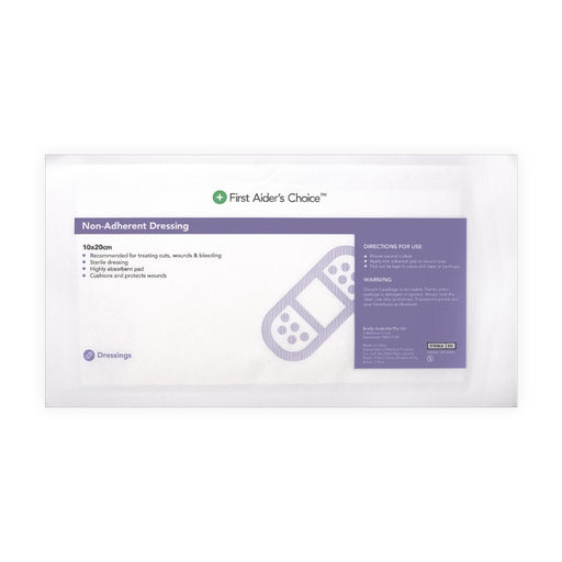 First Aiders Choice Non-Adherent Dressing, 10cm (W) x 20cm (H), Pack of 6