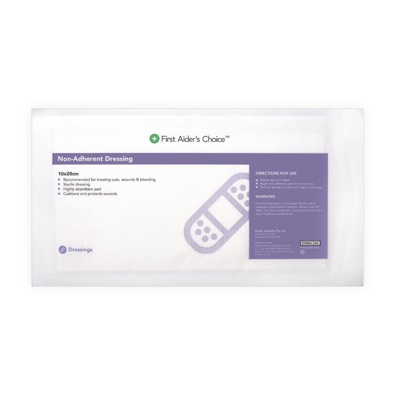 First Aiders Choice Non-Adherent Dressing, 10cm (W) x 20cm (H), Pack of 6