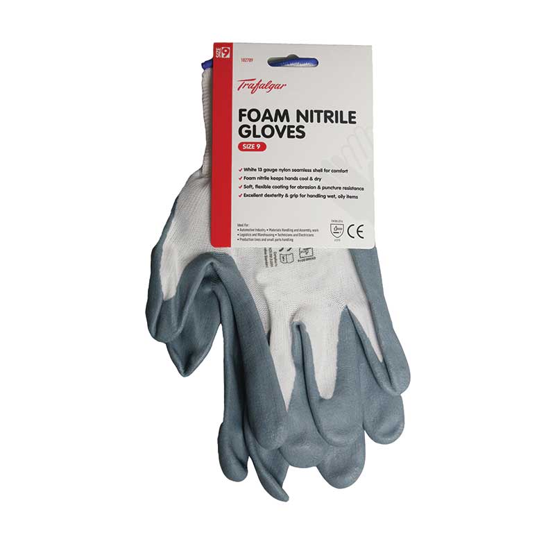 Trafalgar Foam Nitrile Gloves Size 9
