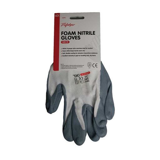 Trafalgar Foam Nitrile Gloves Size 10