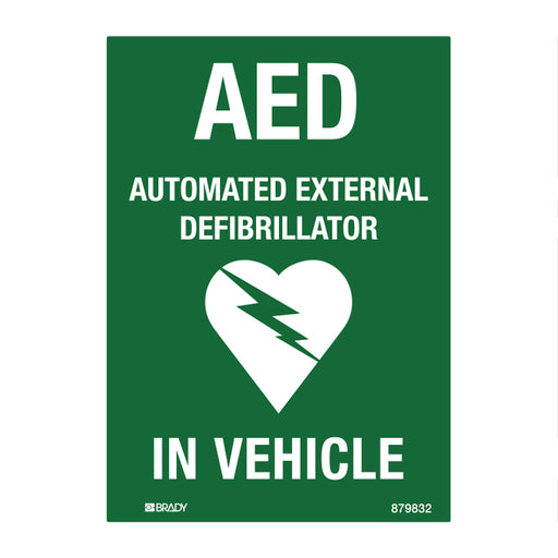 AED Defibrillator Labels - AED in Vehicle, 90 x 125mm, Pack of 5