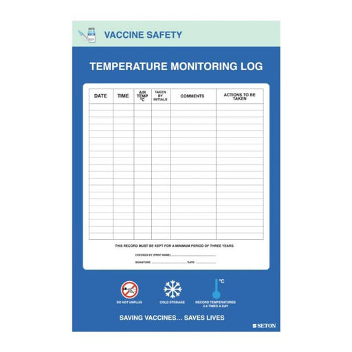 Temperature Monitoring Log, 450 x 300mm